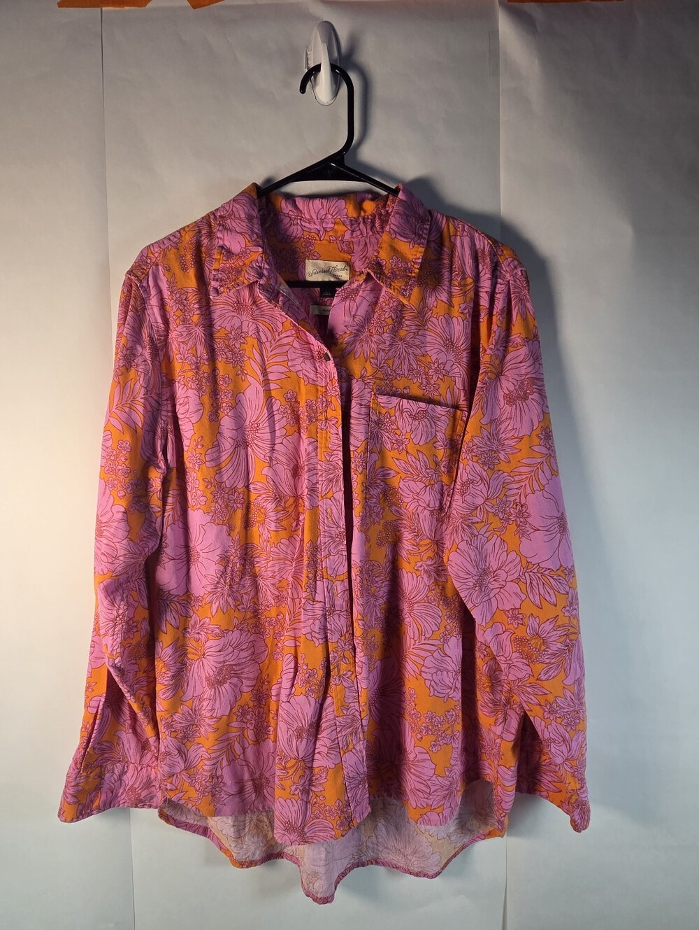 Universal Thread Pink and Orange Floral Button-Down Shirt